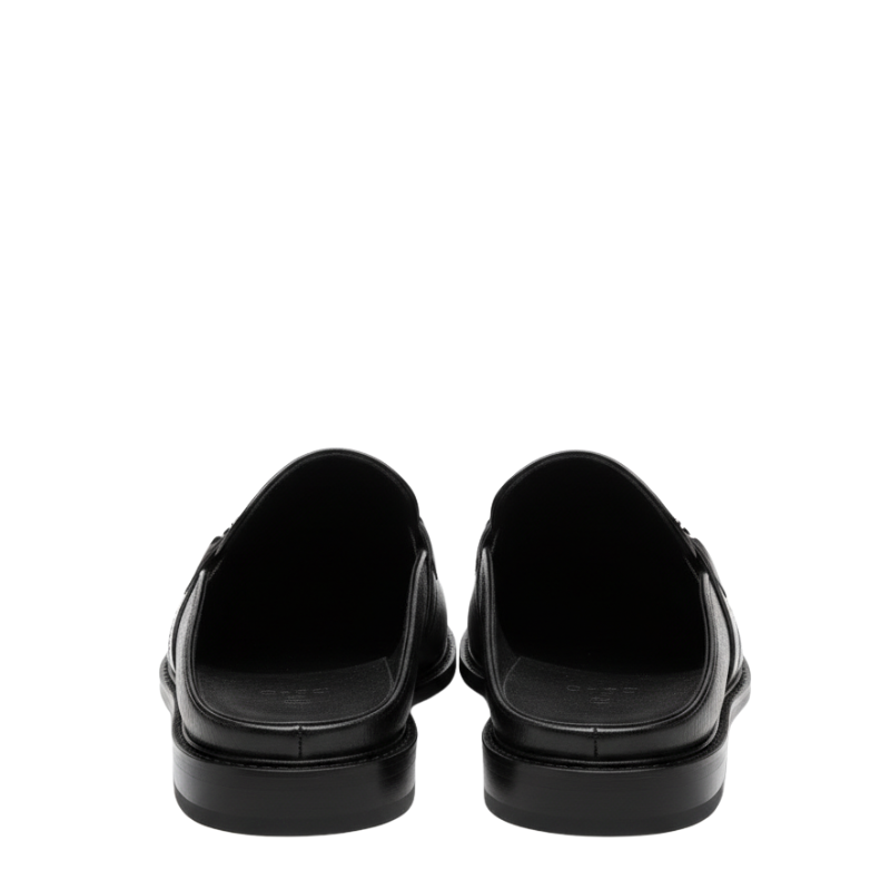 Italian Crest Pebble Leather Mule