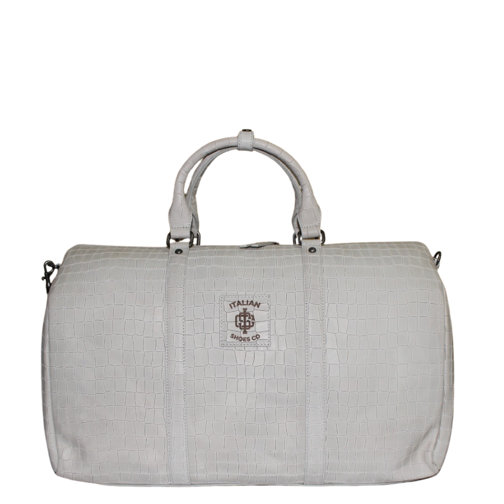 Italian Croc-Textured Luxury Weekender Duffle Bag