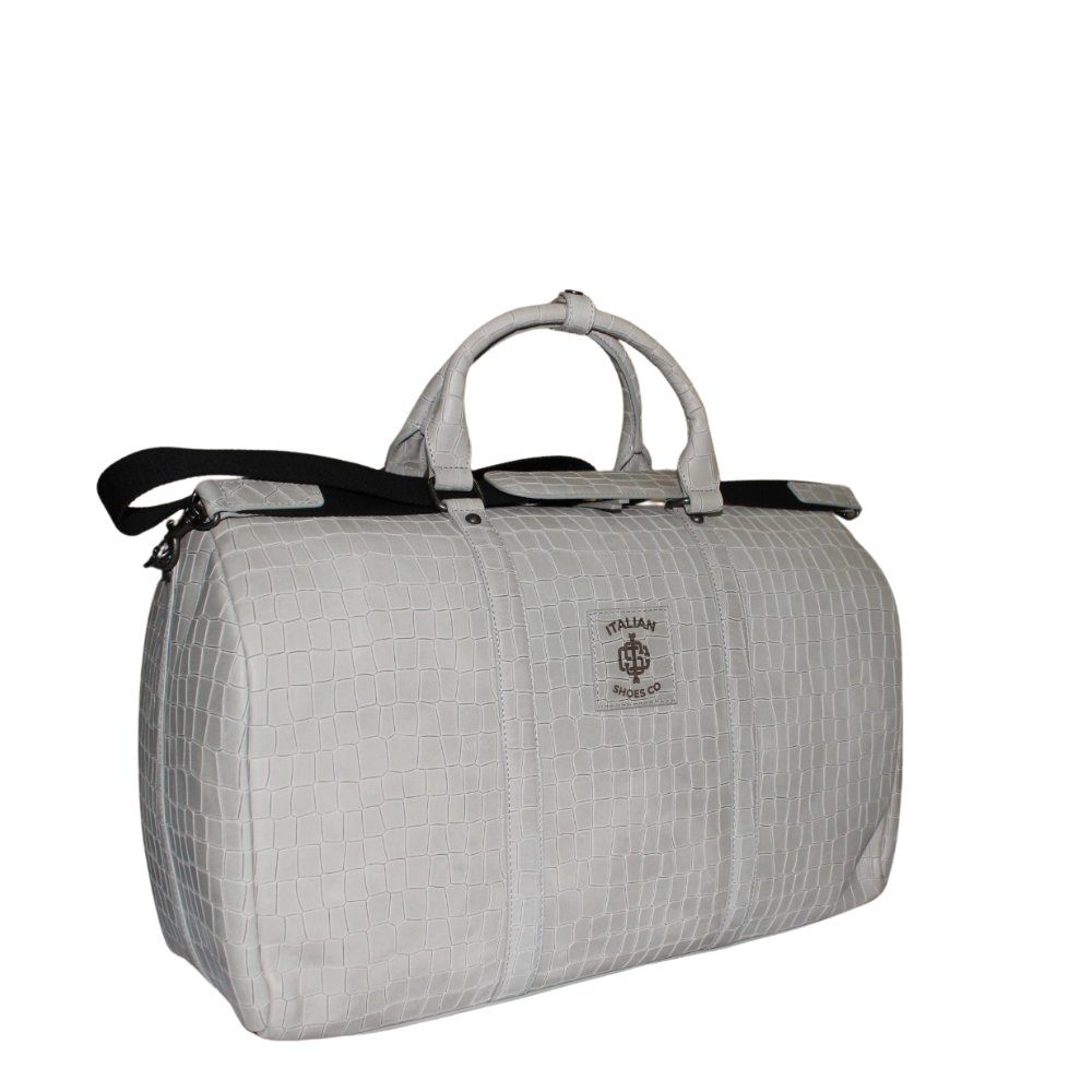 Italian Croc-Textured Luxury Weekender Duffle Bag
