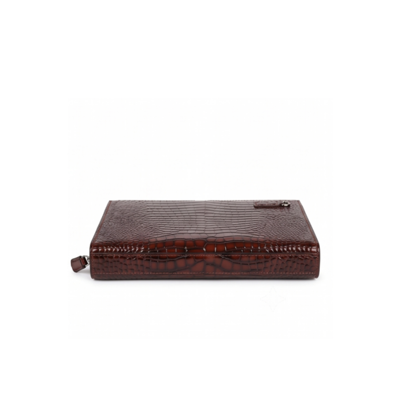 Italian Croc Executive Zip Clutch