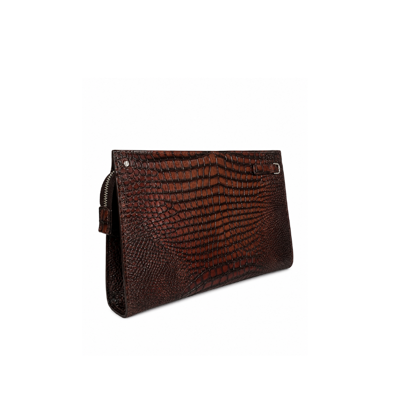 Italian Croc Executive Zip Clutch