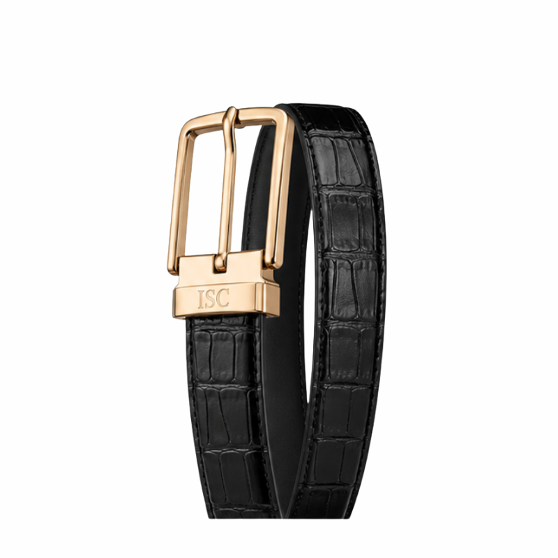 Italian Croc Rose Gold Buckle Classic Belt