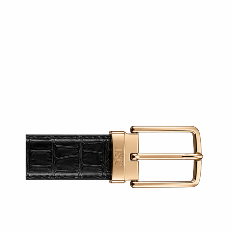 Italian Croc Rose Gold Buckle Classic Belt