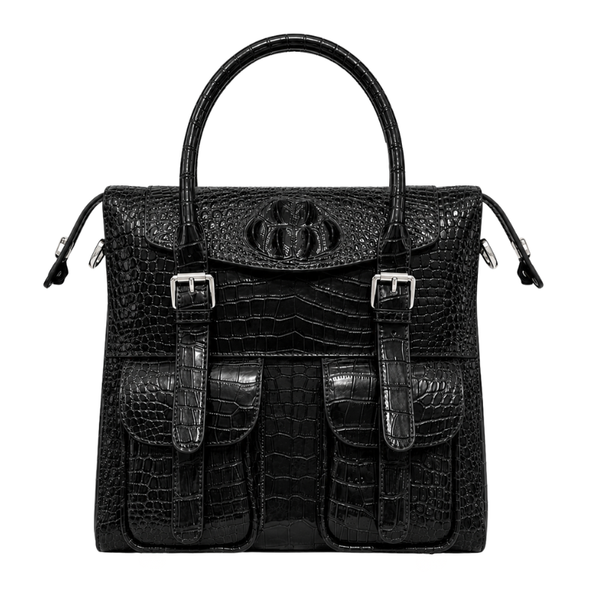 Italian Croco Leather Front Pocket Briefcase Bag