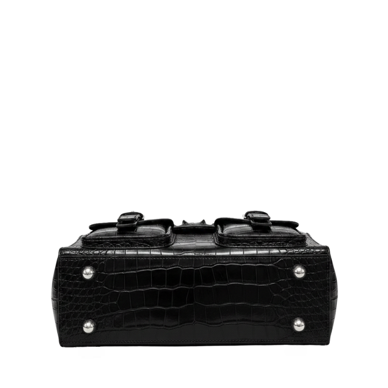 Italian Croco Leather Front Pocket Briefcase Bag