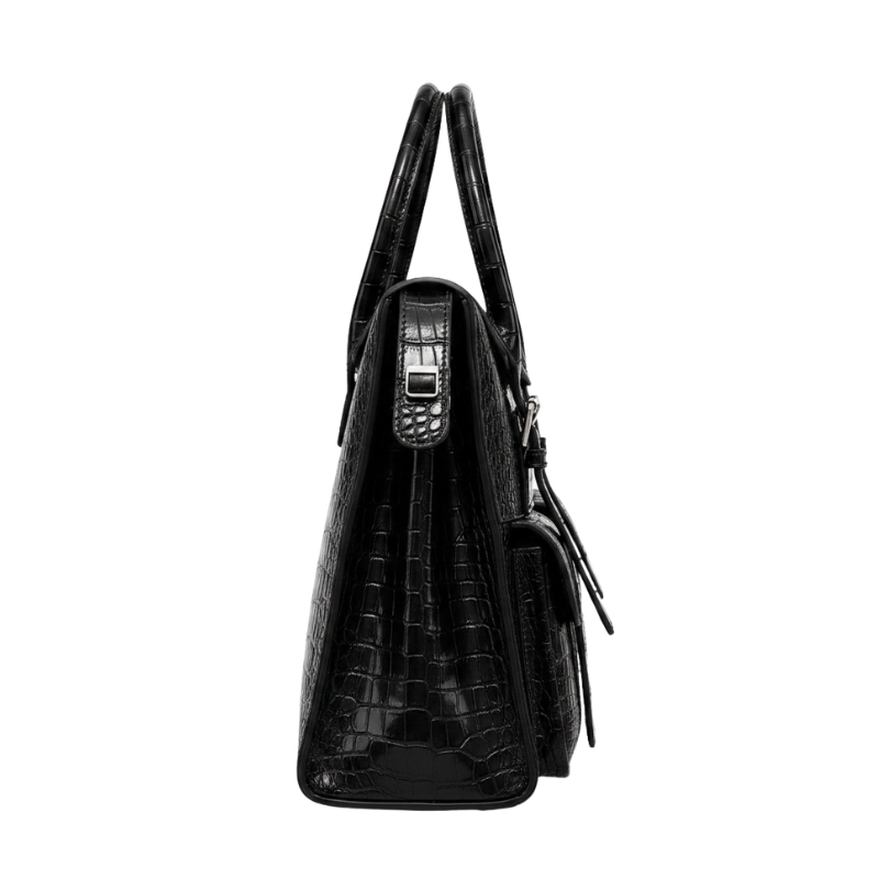 Italian Croco Leather Front Pocket Briefcase Bag