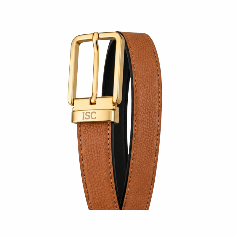 Italian Luxe Grain Classic Gold Belt