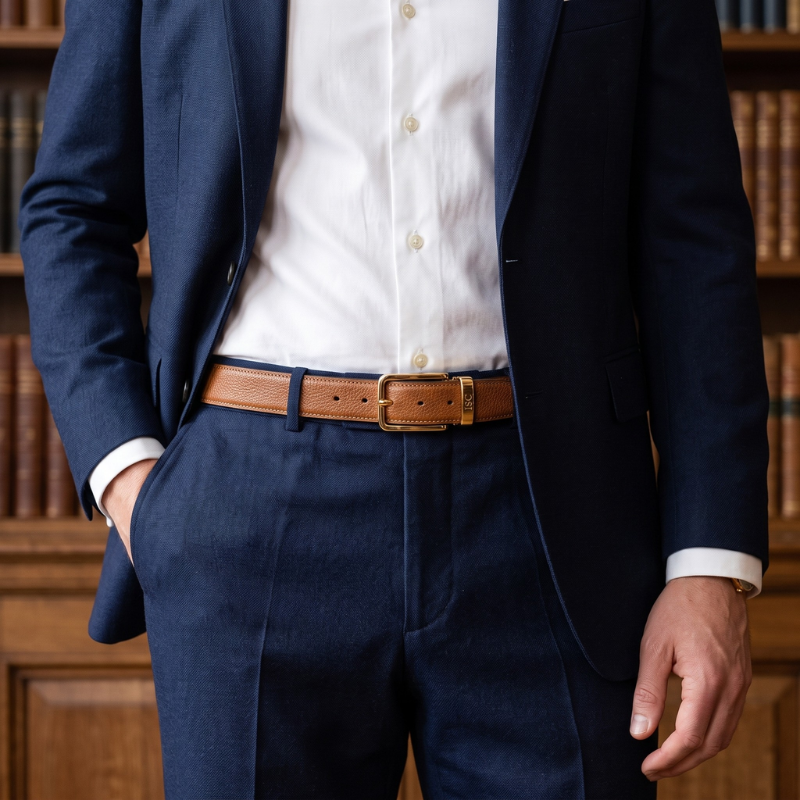 Italian Luxe Grain Classic Gold Belt