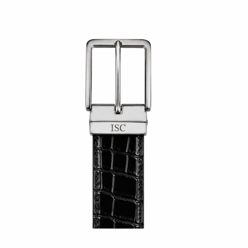 Italian Luxe Noir Croc Leather Belt