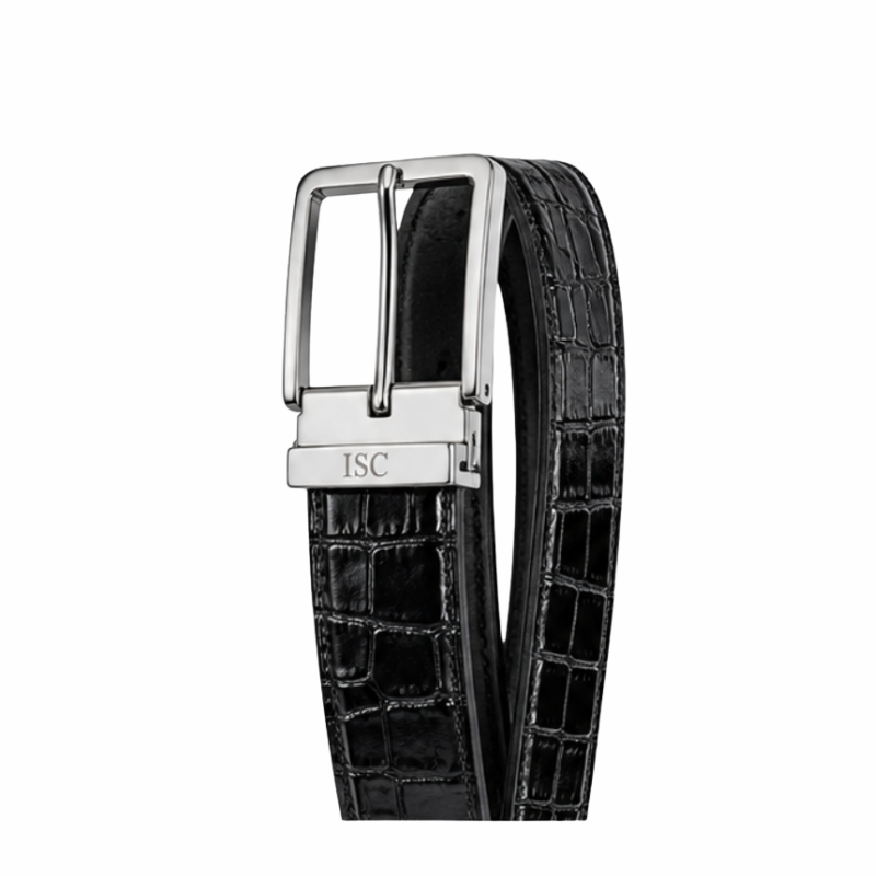 Italian Luxe Noir Croc Leather Belt