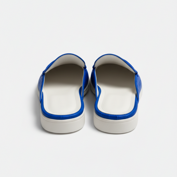 Italian Royal Azure Croc Leather Mule