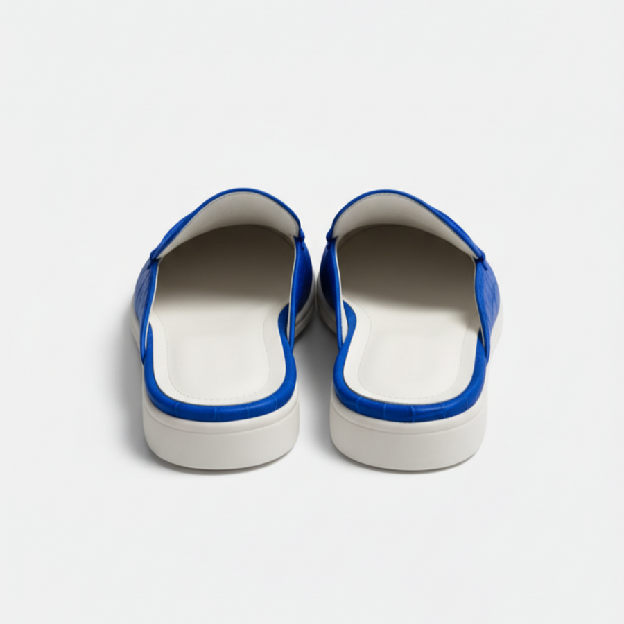 Italian Royal Azure Croc Leather Mule