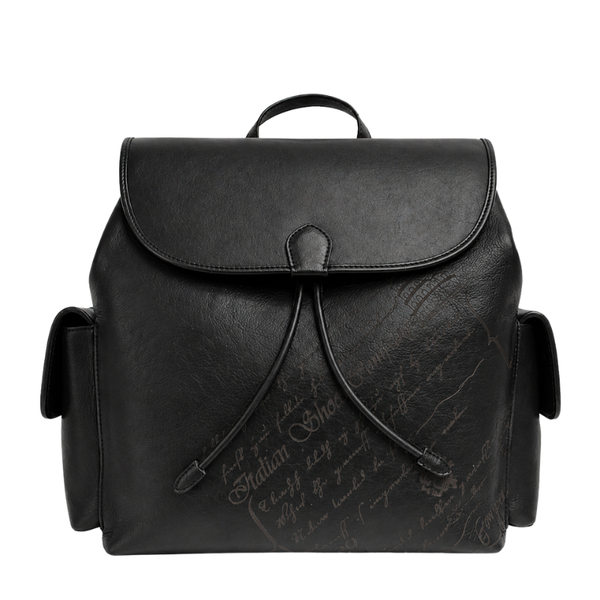 Italian Script Embossed Flap Closure Backpack