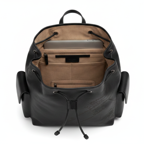 Italian Script Embossed Flap Closure Backpack