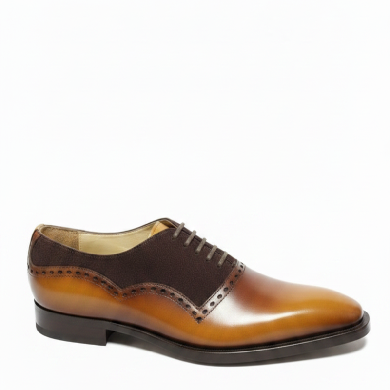 Italian Sepia Luxe Dual‑Texture Oxford Shoes