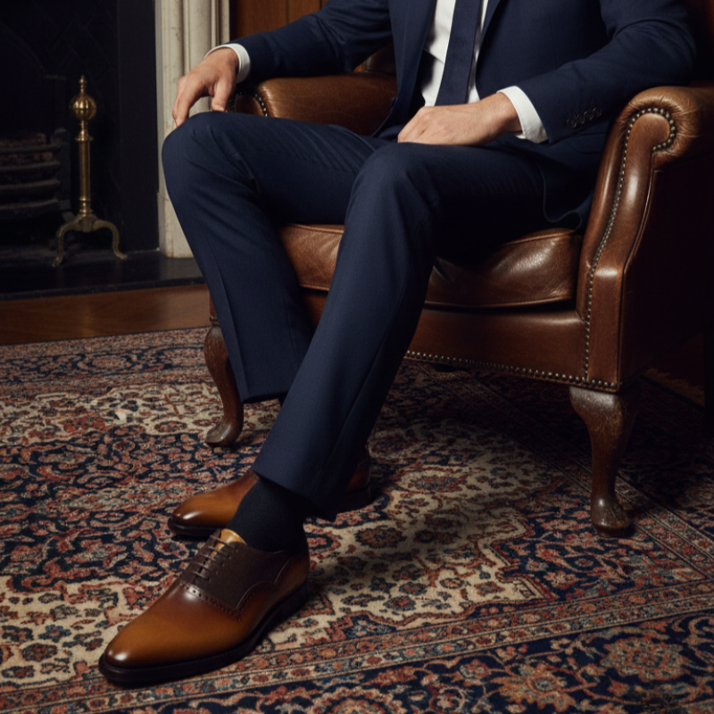 Italian Sepia Luxe Dual Texture Oxford Shoes