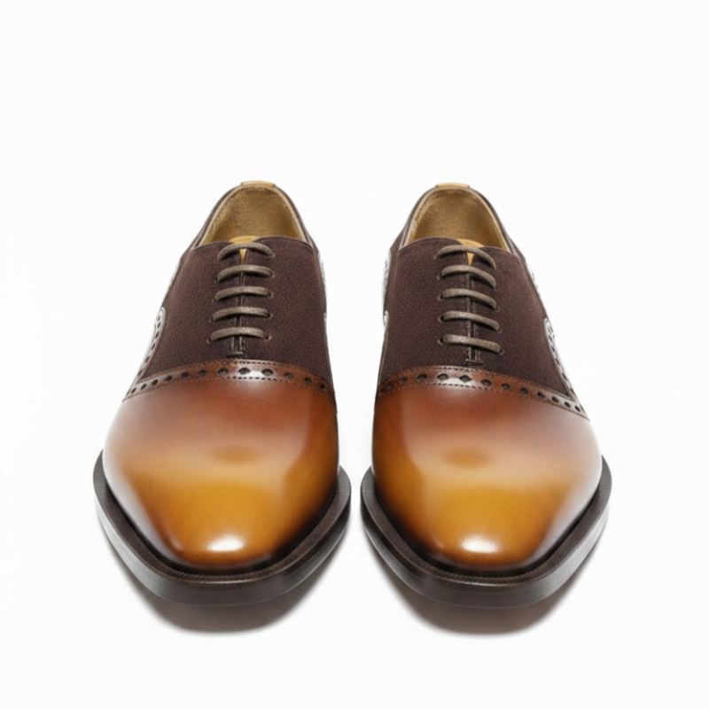 Italian Sepia Luxe Dual Texture Oxford Shoes