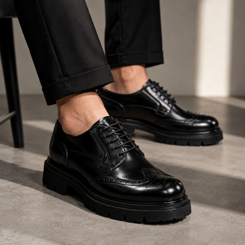 Italian Brogue Chunky Sole Derby Shoes