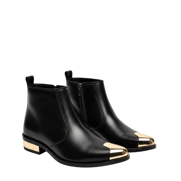 Italian Craft Golden Toe Ankle Boots