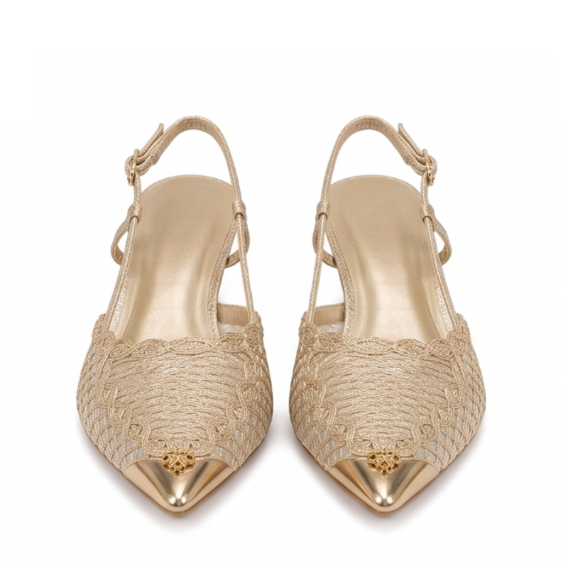 Italian Craft Luxe Pointed Toe Slingback Kitten Heels