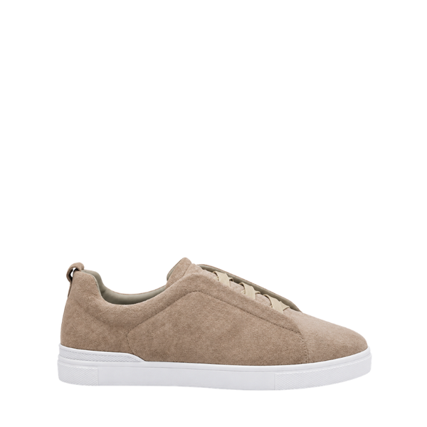 Italian Craft Luxury Suede Triple Stitch Comfort Sneaker - Beige