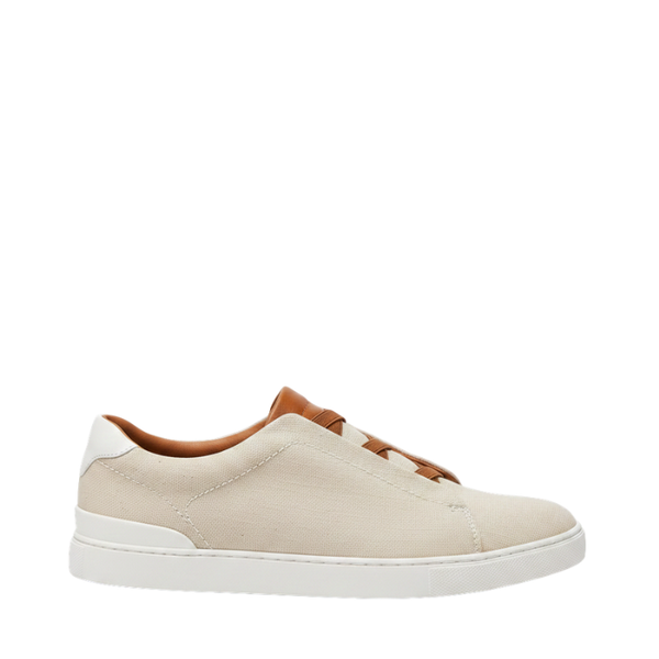 Italian Craft Smooth Finish Slip-on Prime Suede Triple Stitch Sneakers - Beige