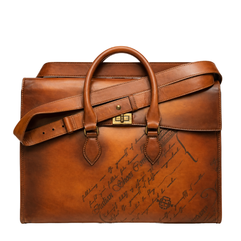 Italian Craft signature Script Leather Briefcase