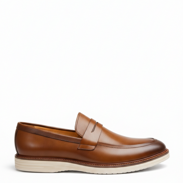 Italian Crest Glide Penny Loafers - Brown