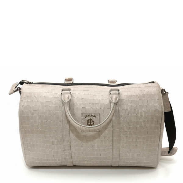 Italian Croc Textured Luxury Weekender Duffle Bag