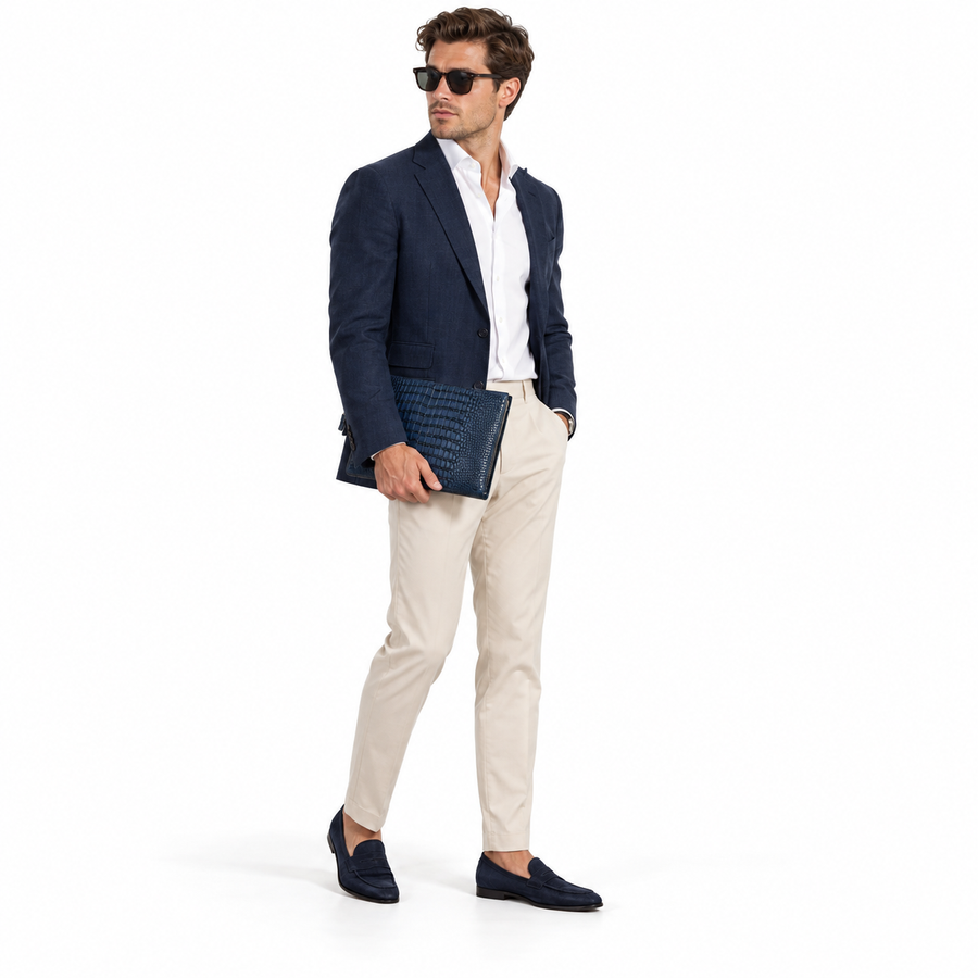 Italian Croc Executive Zip Clutch