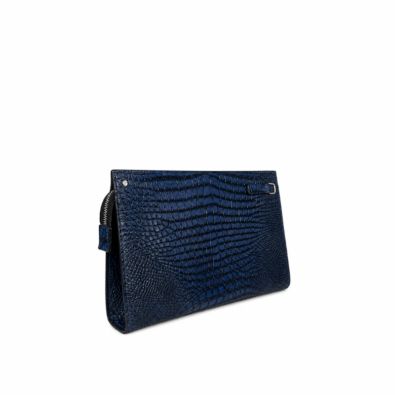 Italian Croc Executive Zip Clutch