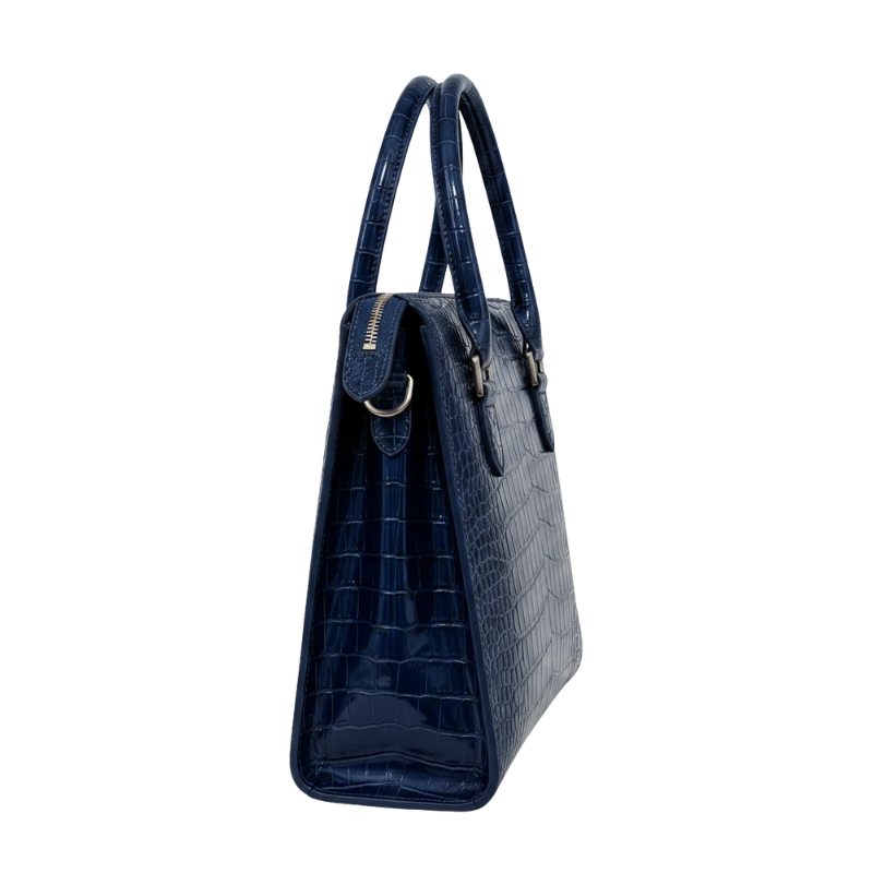 Italian Croco Leather Front Pocket Briefcase Bag