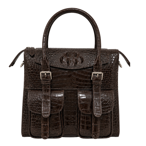 Italian Croco Leather Front Pocket Briefcase Bag