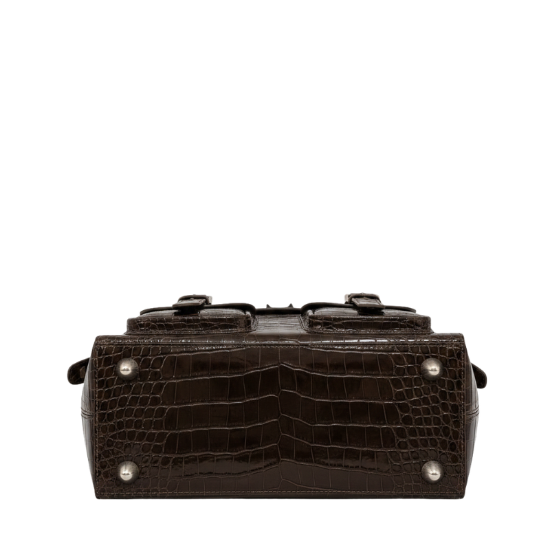 Italian Croco Leather Front Pocket Briefcase Bag