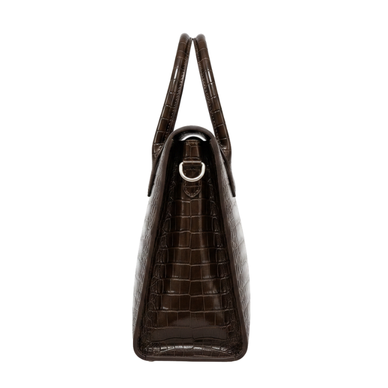 Italian Croco Leather Front Pocket Briefcase Bag