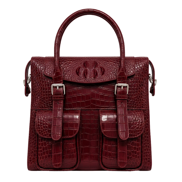 Italian Croco Leather Front Pocket Briefcase Bag
