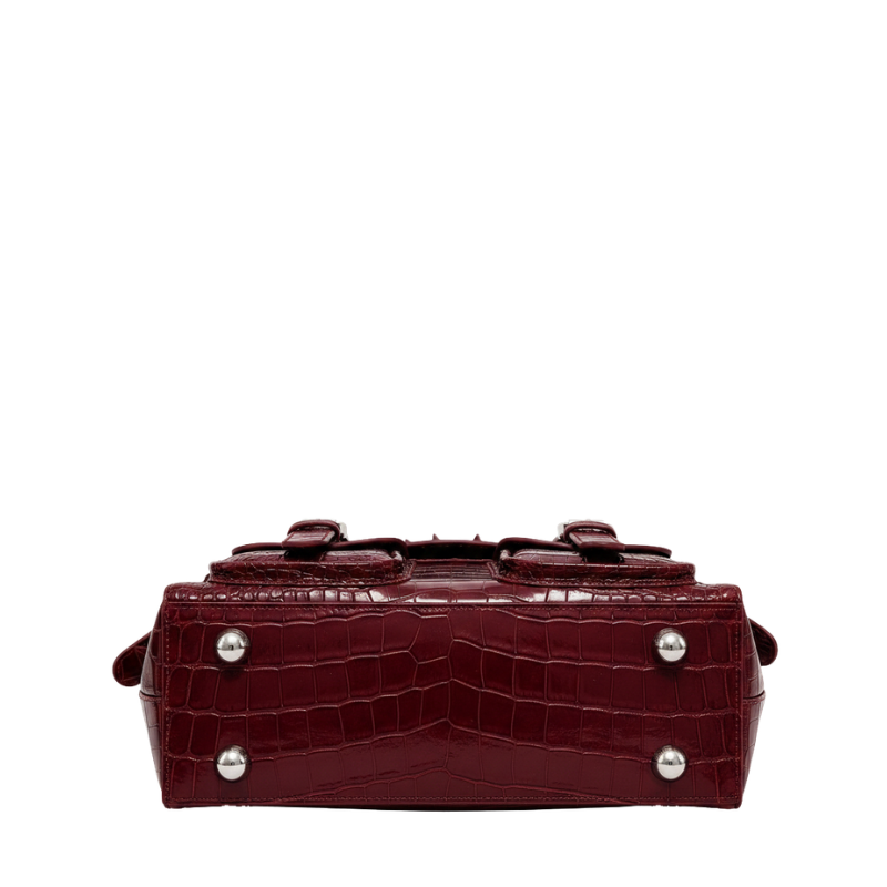 Italian Croco Leather Front Pocket Briefcase Bag