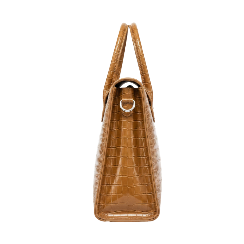 Italian Croco Leather Front Pocket Briefcase Bag
