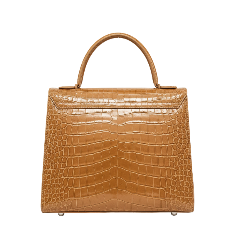 Italian Croco Leather Front Pocket Briefcase Bag