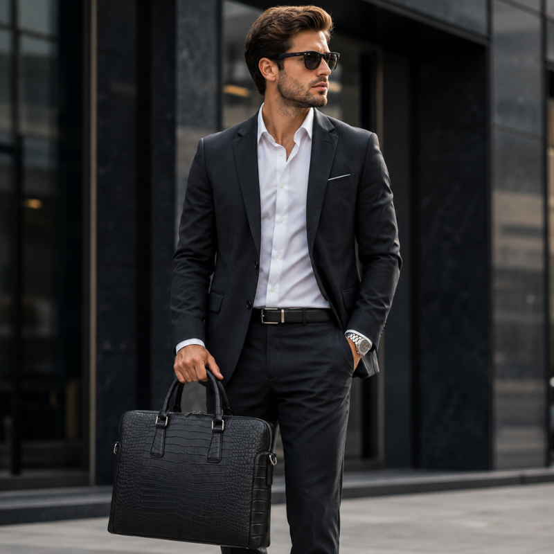 Italian Croco Leather Textured Briefcase Edition
