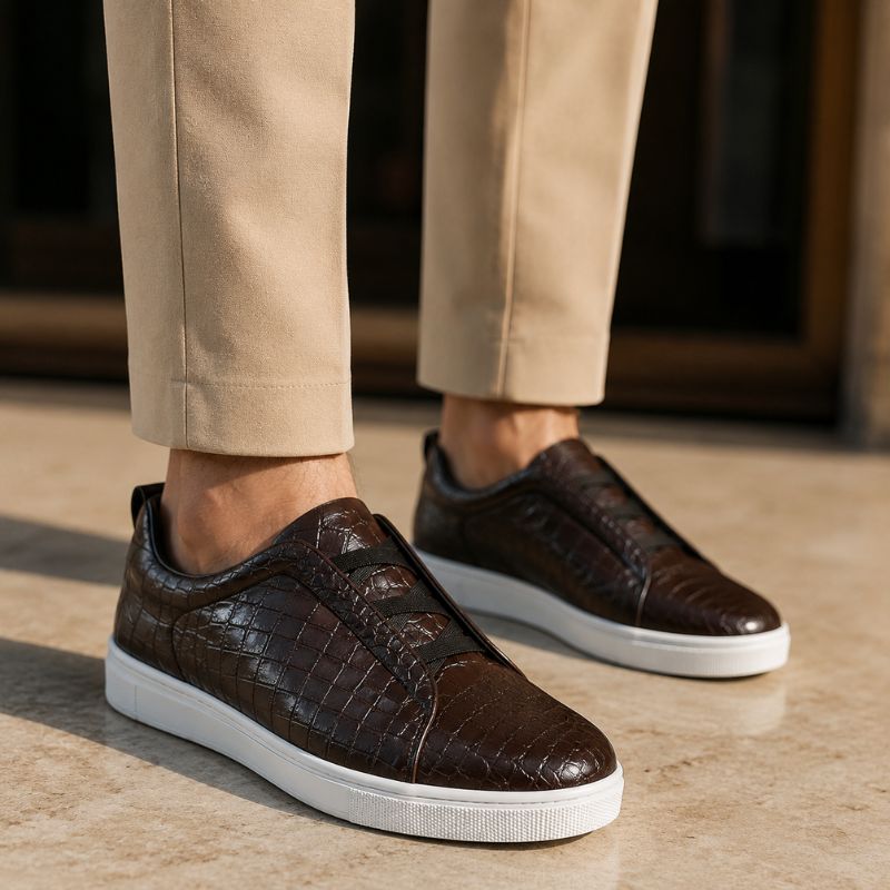 Italian Croco Luxe Slip-On Triple Stitch Sneakers