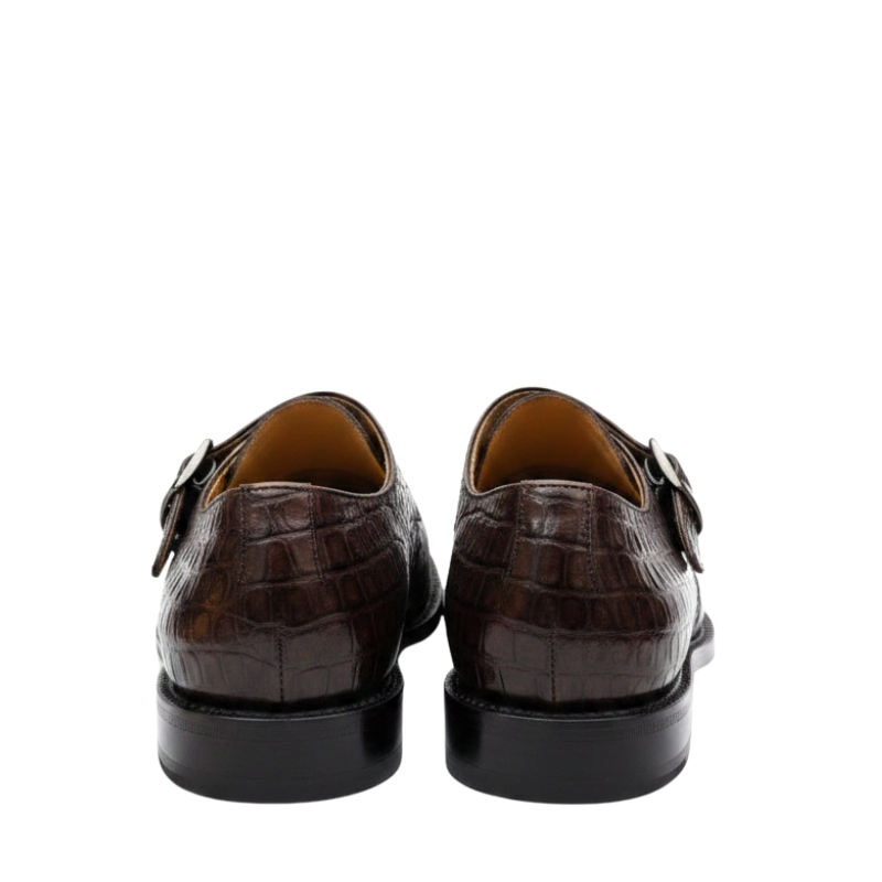Italian Crocodile Texture Single Monk Strap Shoes