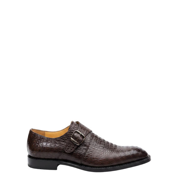 Italian Crocodile Texture Single Monk Strap Shoes