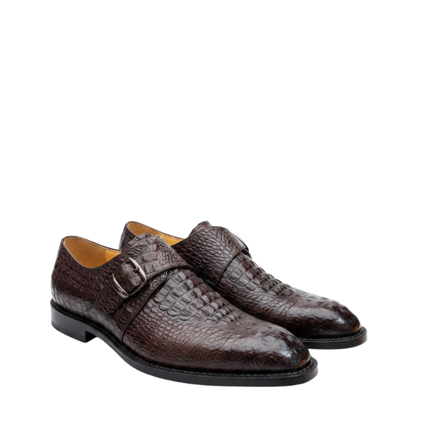Italian Crocodile Texture Single Monk Strap Shoes