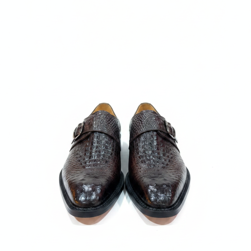 Italian Crocodile Texture Single Monk Strap Shoes
