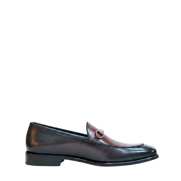 Italian Dual Tone Leather Horsebit Loafer