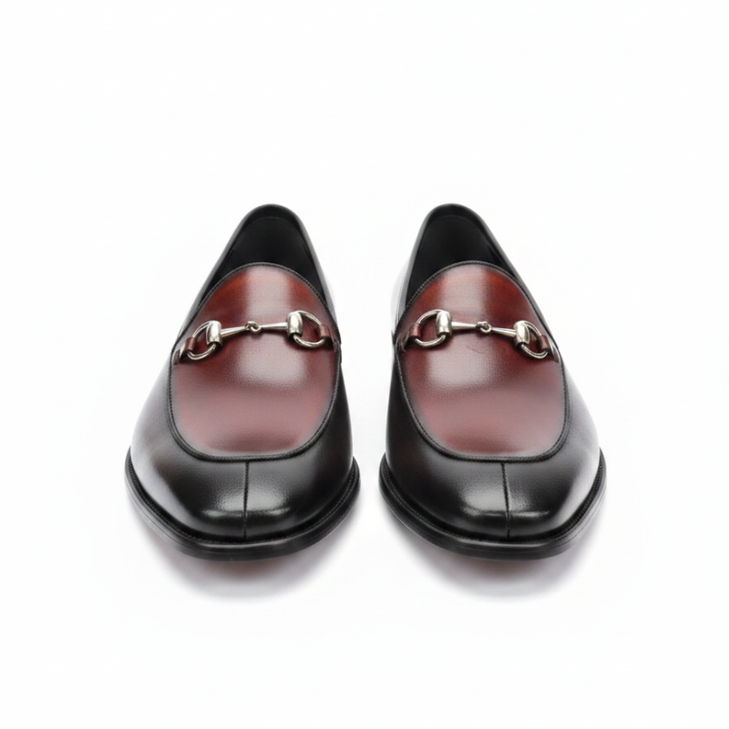 Italian Dual Tone Leather Horsebit Loafer