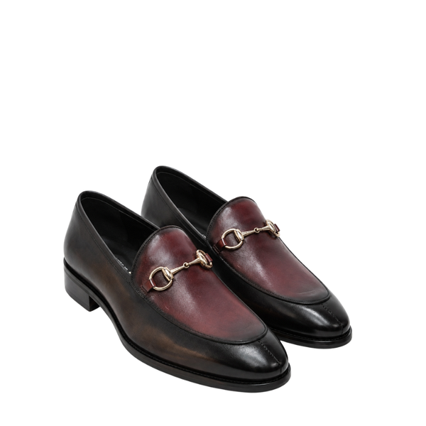Italian Dual Tone Leather Horsebit Loafer