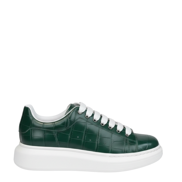 Italian Emerald Grid Luxe Leather Sneakers
