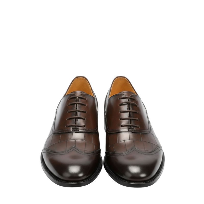 Italian Grid Textured Classic Oxfords Shoes